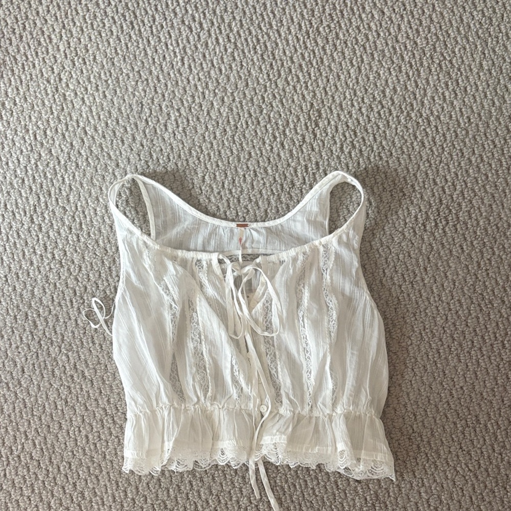 Free People Cream Lace Trim Camisole